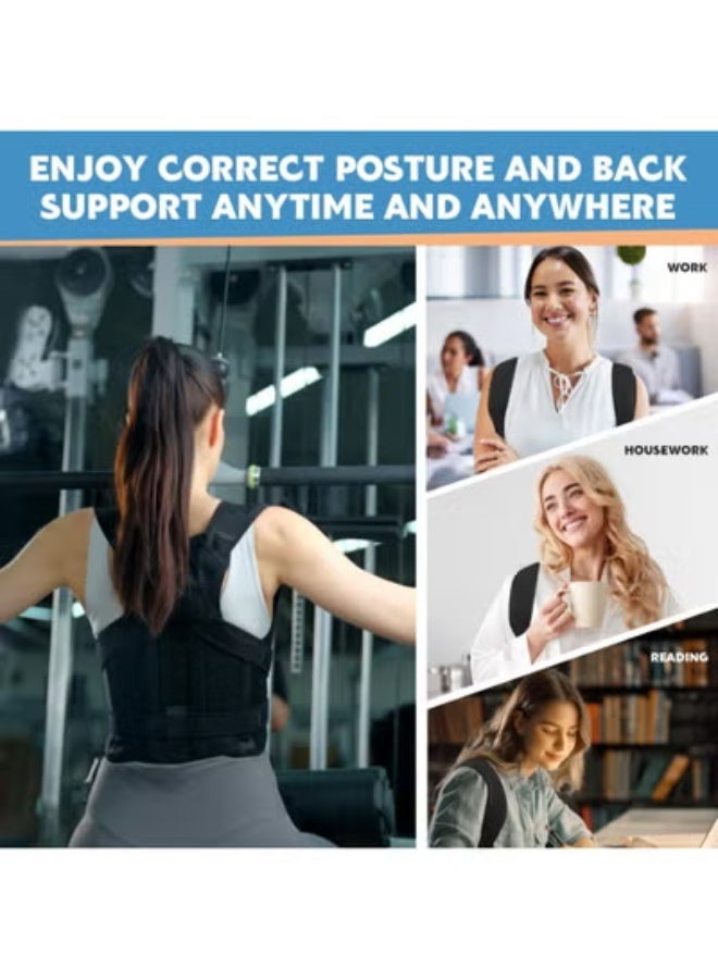 Original Anti-Bacterial Full Back Support Brace with Medical Splints for Men & Women, Ultra-Lightweight Posture Corrector & Shoulder Straightener, Adjustable Lumbar Support - Size Large - Image 3